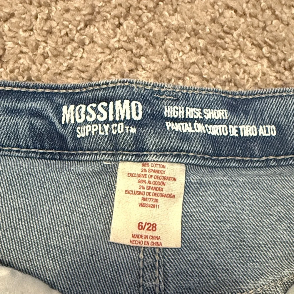 Mossimo Supply Co. Distressed Blue Jean Shorts with Cream Lace. High rise - Picture 4 of 4